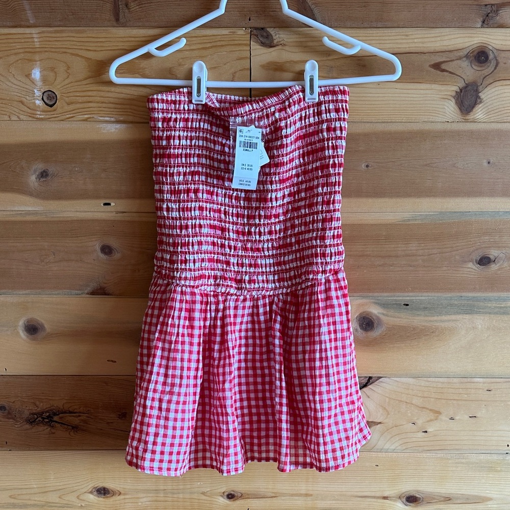 Hollister Red and White Smocked Dress
